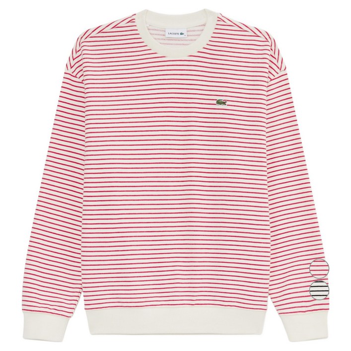 라코스테 여성용 스트라이프 크루넥 면 스웻셔츠 SF931E-55N