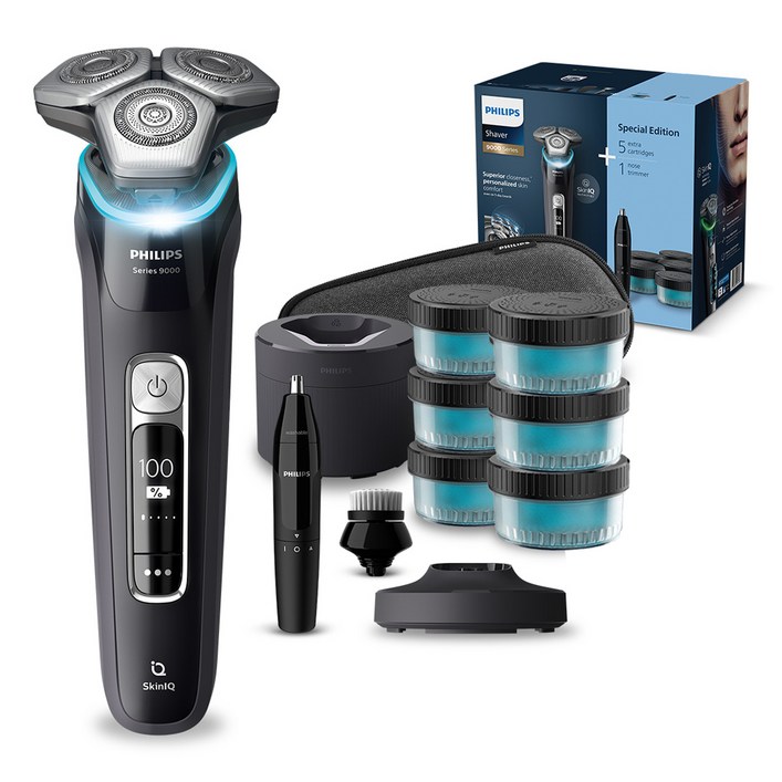 필립스 SkinIQ 9000 시리즈 전기면도기 디럭스 패키지, S997773, 잉크블랙