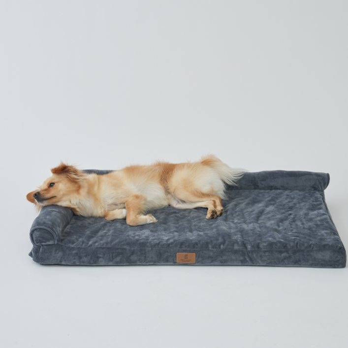 펫앤마마 강아지 양면 목베개 사각 방석, 1개, 진그레이