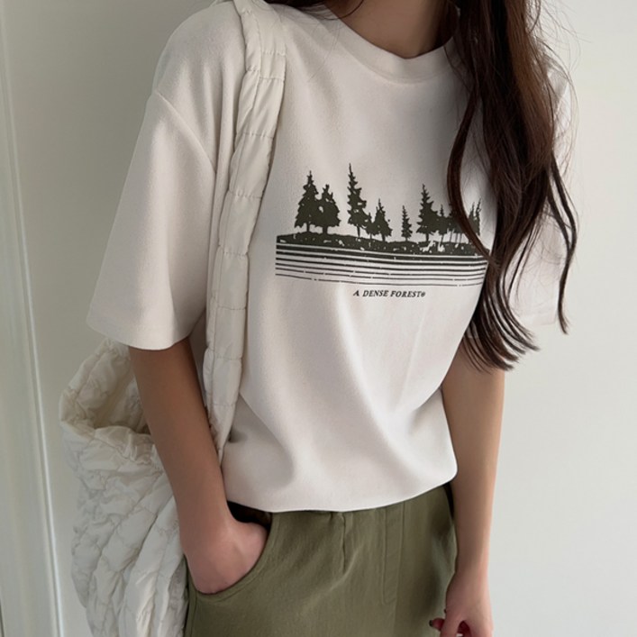 시크폭스 여성용 덴스포레스트 피치 기모 티셔츠 20230419