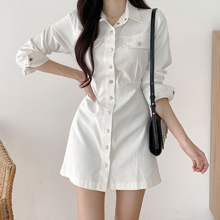 루나걸 여성용 모노라프 롱슬리브 셔츠 원피스 L26SPOPS120829
