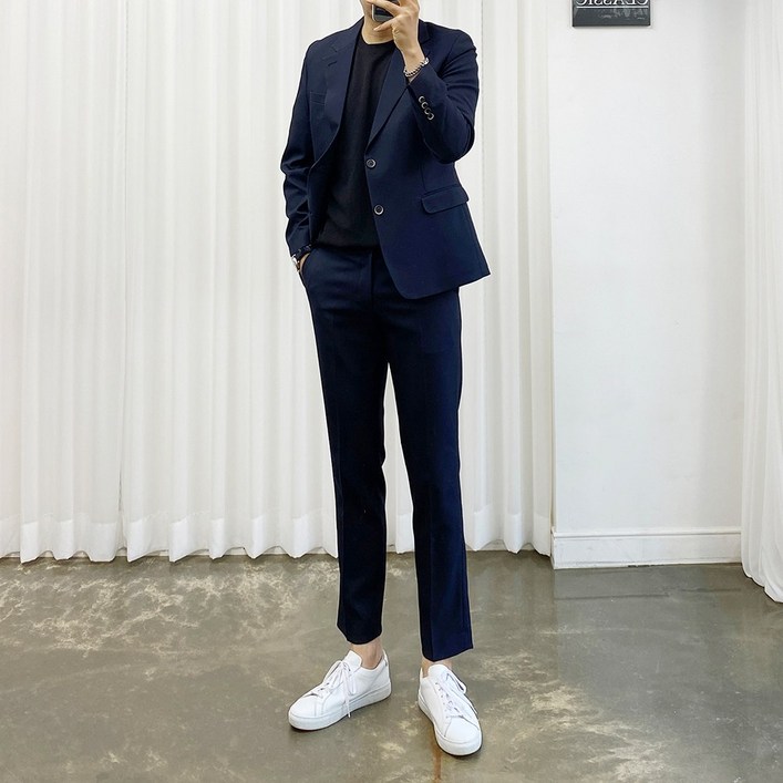 아도르클래식 남성용 시크 반밴딩 프리미엄 정장 세트