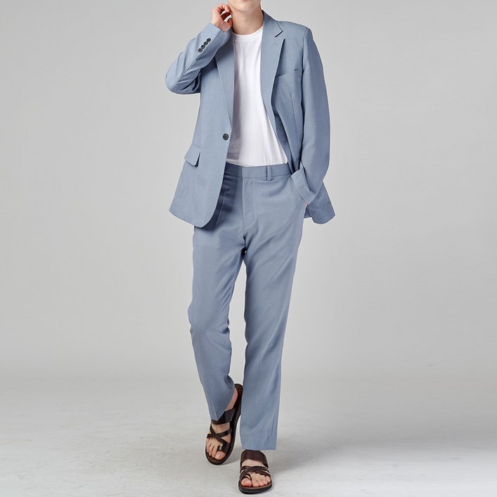 하이후 남성용 린넨 데일리 캐주얼 플랩포켓 원버튼 수트 HU3001