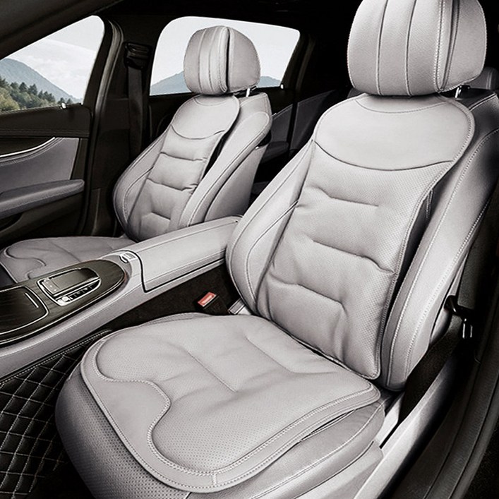자동차 시트커버 리무진시트 비보스 엠보 등받이  방석 1인 세트, 1세트, 코튼베이지