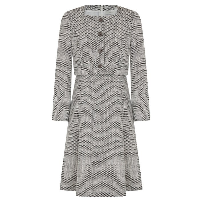 라인어디션 스퀘어넥 트위드 플레어 원피스