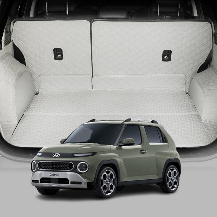 디테일링 우븐블럭 프리미엄 풀커버 트렁크매트 캐스퍼 AX1  킥매트  가죽보호제 세트, 그레이  실버, 인스퍼레이션 컴포트 2열 슬라이딩 유