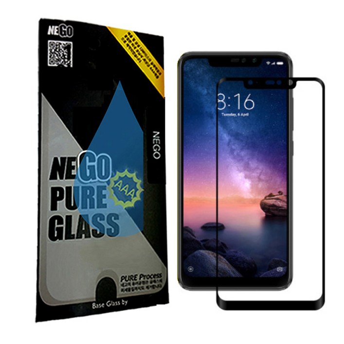 네고네고 퓨어 강화유리 휴대폰 액정보호필름 4D 풀커버 0.29mm, 1개