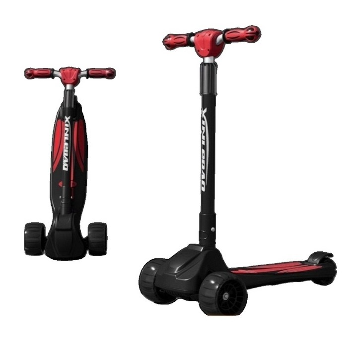 로로랜디 접이식 킥보드 고학년 성인 수동 두발 씽씽이 등교 출근 간단 외출 씽씽카 폴딩 세발, 최고급 블랙프리미엄 버전