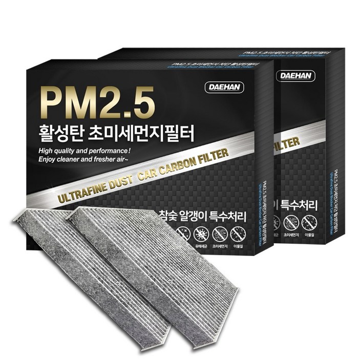 대한 PM2.5 고효율 활성탄 자동차 에어컨필터 2개입, 2개입, LF소나타 PC105