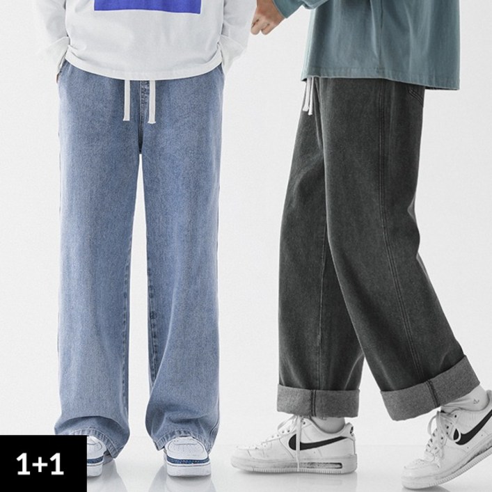 11 허리 밴딩 와이드 루즈 데님팬츠 MJ745