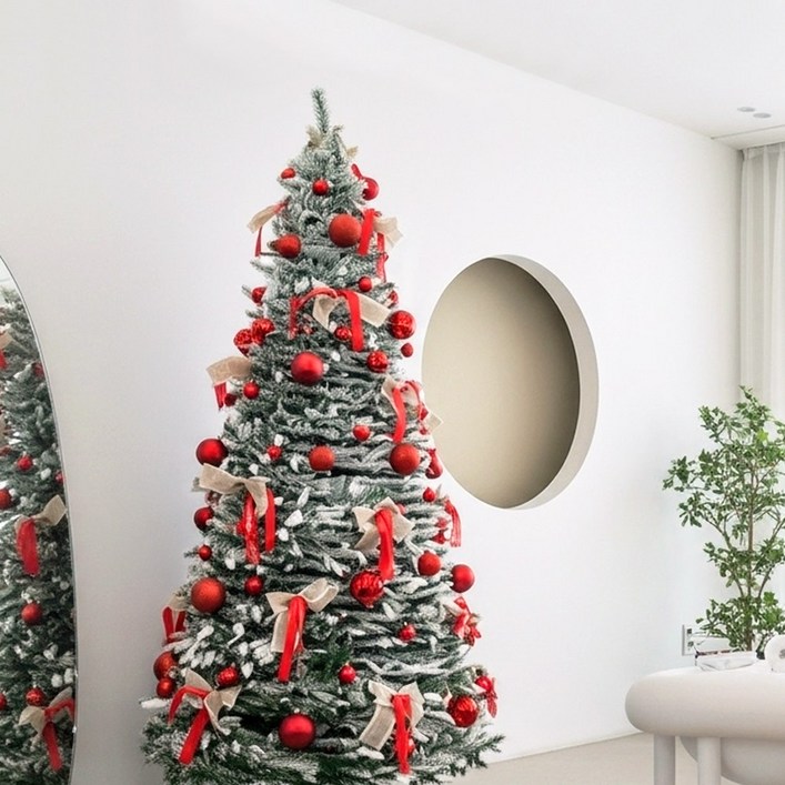 윈터벨 올인원 크리스마스 팝업 원터치 접이식 트리, 레드 180cm