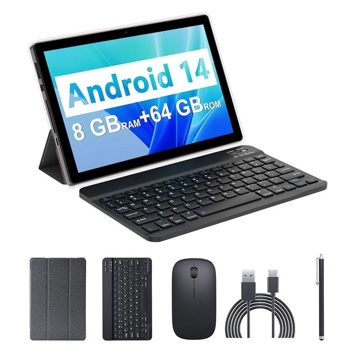Android 15 태블릿, 10인치 18GB RAM 128GB ROM/ 2TB 확장형 태블릿 PC, 쿼드코어 2 0GHz 프로세서, 1280 800 HD 터치스크린, 4G/5G