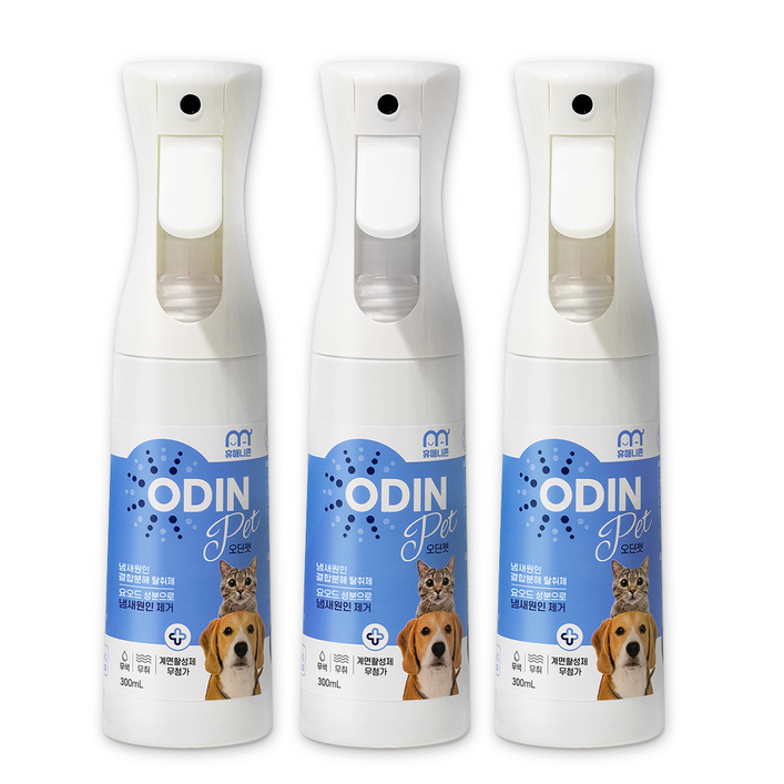 (탈취제 미국 아마존 판매 1위 동일성분) 휴매니존 오딘펫 300ml , 3개, 강아지 고양이 모래 소변 오줌 배변냄새 제거 소취제 스프레이, 3개, 300ml