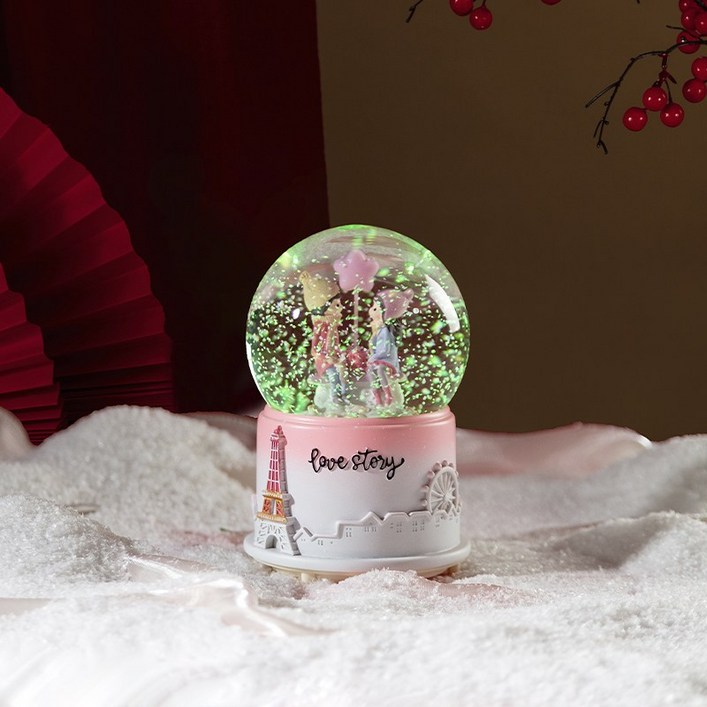 피라모니 겨울 스노우볼 프러포즈 오르골, 러브 스토리 핑크