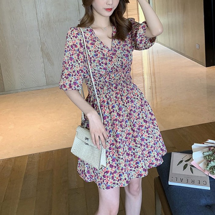 에리페 여성용 로지 쉬폰 플라워 원피스