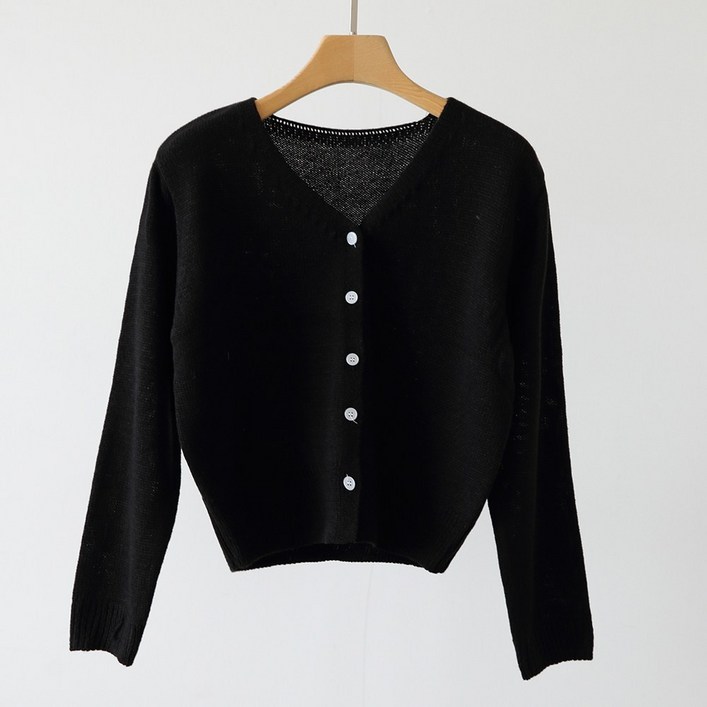 제니트 여성 보송보송 터치감 크롭 헤라시 베이직 브이넥 니트 가디건