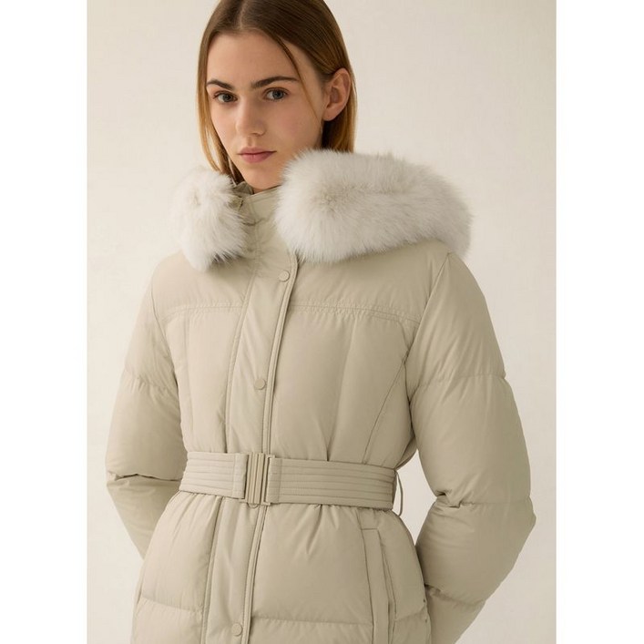 리스트 폭스퍼 후드 벨티드 덕다운 점퍼 TSDJPP82100 BE