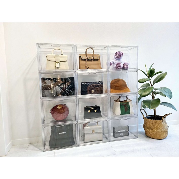특대형 명품 신발 가방보관함 투명 아크릴 가방정리함, 402530cm, 5개, 투명