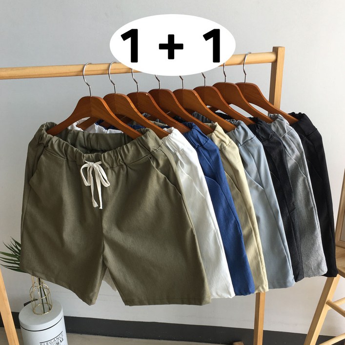 일칠사 11 시원한 린넨 5부 면 밴딩 반바지