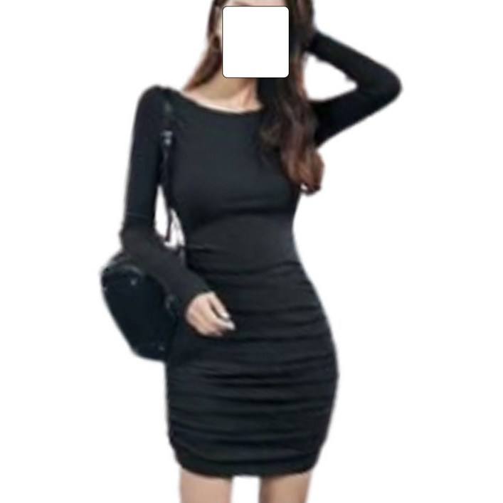 라운드 셔링 긴팔 원피스 KUD-32