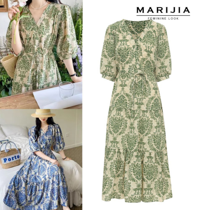 마리지아 인기 MARIJIA  페이즐리 V넥 원피스_MOPA21031