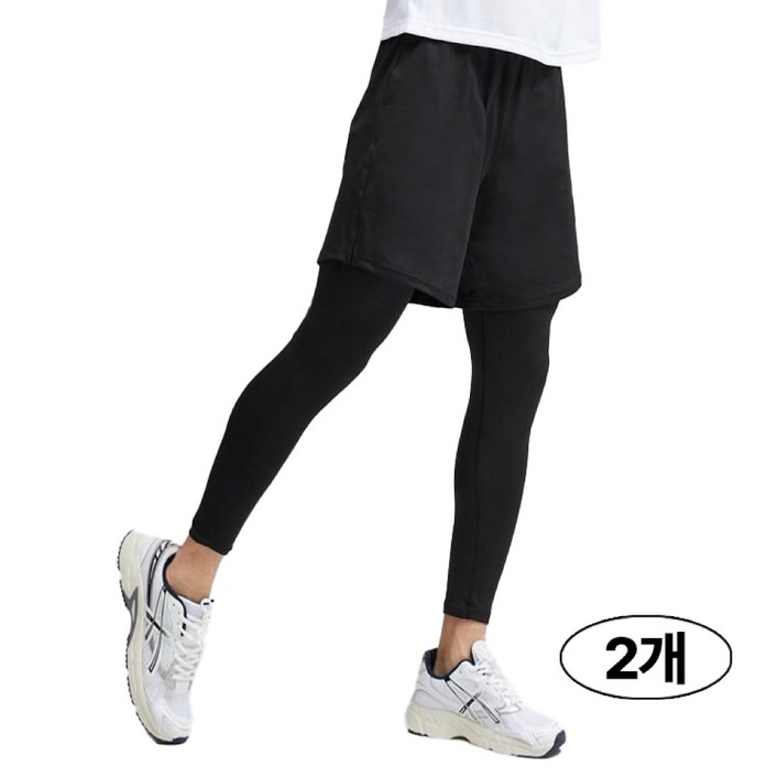 버닝몬스터 1+1 기능성 발열 남자 기모 반바지 레깅스 일체형