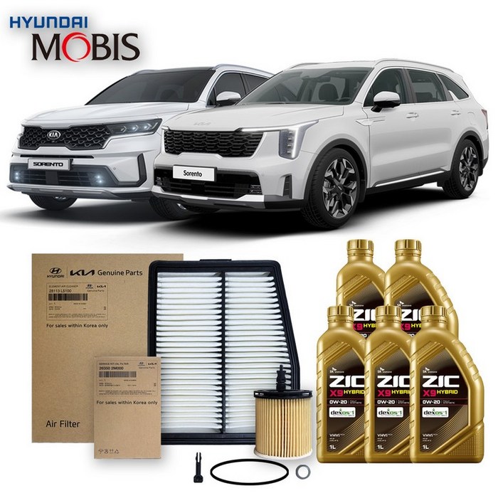 쏘렌토 MQ4 하이브리드 순정필터+지크합성유 X9 0W20 5L, 1개