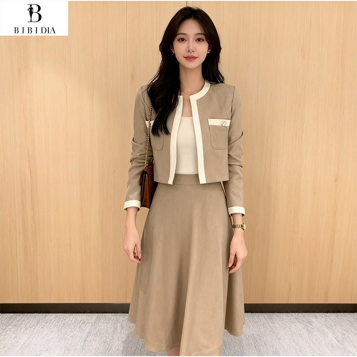 비비디아 여성용 자켓 롱스커트 투피스 세트 오피스룩 하객룩 출근룩 세트업5565