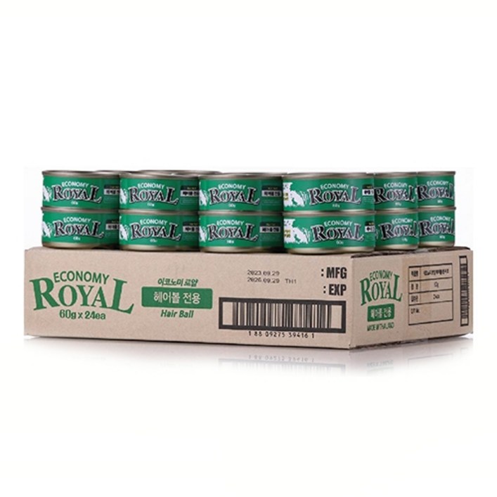 이코노미 로얄 캔 고양이 통조림 간식 캔 1box24개입, 참치헤어볼, 60g, 24개입