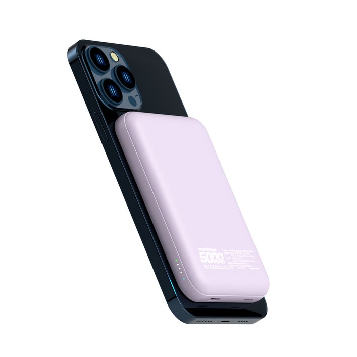 팬톤 무선 충전 마그네틱 맥세이프 호환 미니 보조배터리 5000mAh WP5000, Dreamy purple