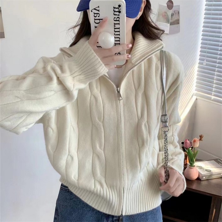 BuGeum 여성 긴팔 니트웨어 스웨터 카디건 봄 가을 데일리 캐주얼 상의