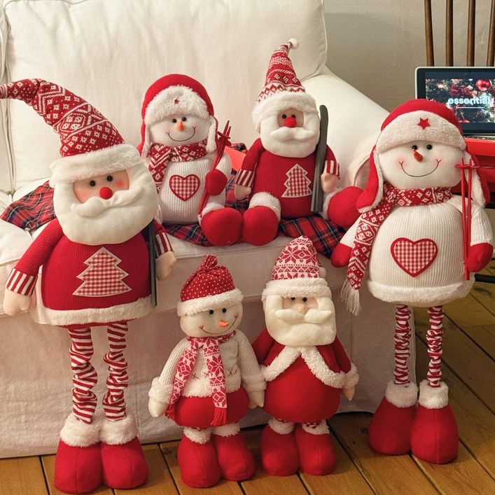 크리스마스 장식 소품 늘어나는 롱다리 산타 눈사람 인형, 롱다리 눈사람, 1개
