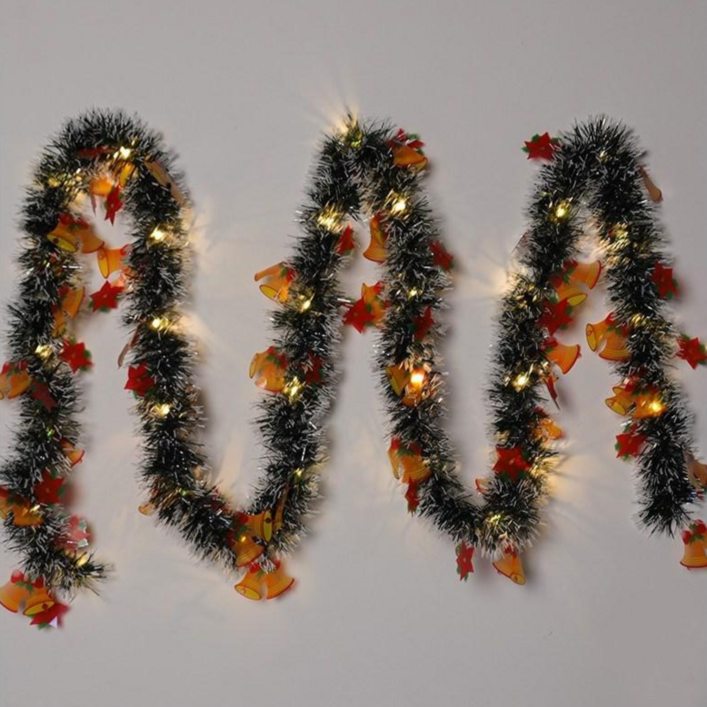 굿도우 크리스마스 파티 모루 LED 줄 조명, 1개, 10.그린벨빨간꽃장식웜라이트