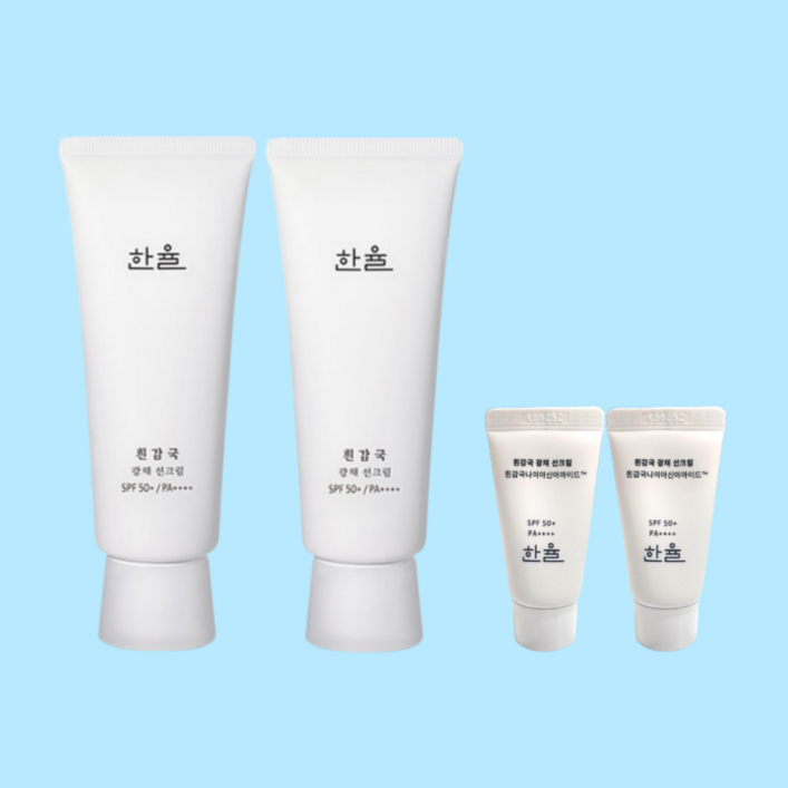 한율 흰감국 광채 톤업 선크림 SPF50 70ml 2개 15ml 2개