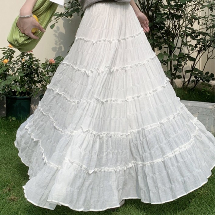 다예패션 맥시 롱 캉캉 프릴 치마 휴가