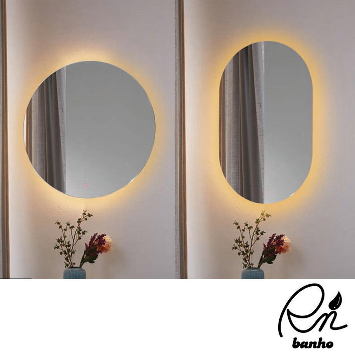 삼성 LED 벽걸이 욕실 카페 매장 옷장 거실 인테리어 원형 타원형 간접 조명 거울, 01. LED 원형 거울 - 쇼핑앤샵