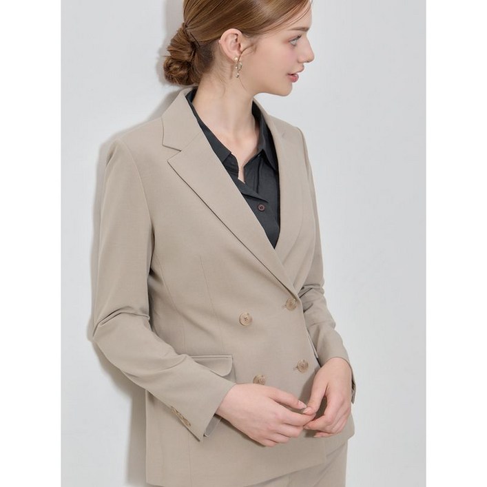 쉬즈미스 2SET 더블 브레스티드 셋업 재킷+울 블렌드 루즈핏 팬츠 2종세트 택가격 476000원