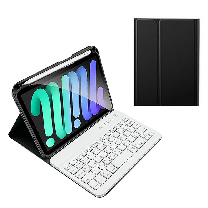 아이패드 미니 애플 펜슬 수납 블루투스 키보드 케이스, 검정