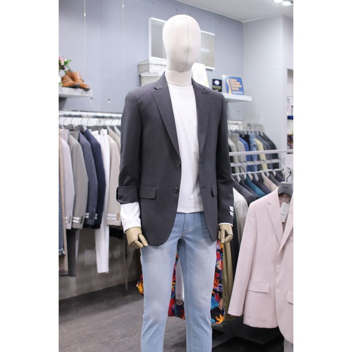 BON 자켓 BN3ME254DY 다크 그레이 솔리드 경량 폴리 스판 캐주얼 재킷