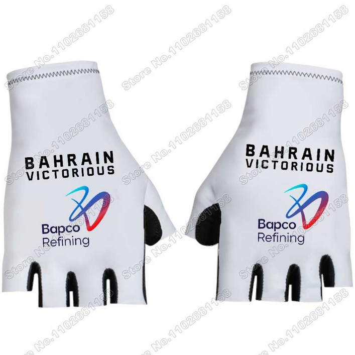 Bahrain Victorious 바레인 빅토리 사이클링 장갑 남성용 미끄럼 방지 젤 반 손가락 자전거 로드 바이크 저