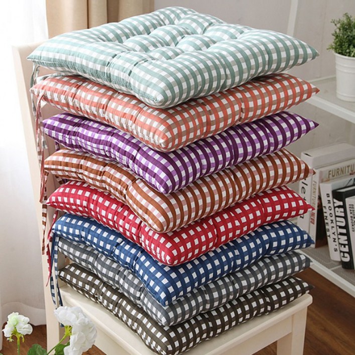 체크방석 두꺼운방석 사무실 식탁의자 사각 방석 40x40