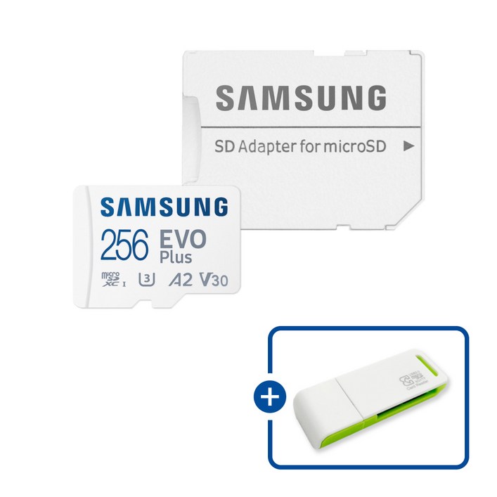 삼성전자 공식인증 정품 마이크로SD카드 EVO PLUS MBMC256SAKR 이엘 연두 카드 리더기 USB2.0 2in1, 1개 삼성전자 공식인증 정품 마이크로SD카드 EVO PLUS MBMC256SAKR 이엘 연두 카드 리더기 USB2.0 2in1, 1개