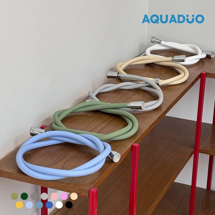 아쿠아듀오 물때X꼬임방지 잔수배출 샤워기호스