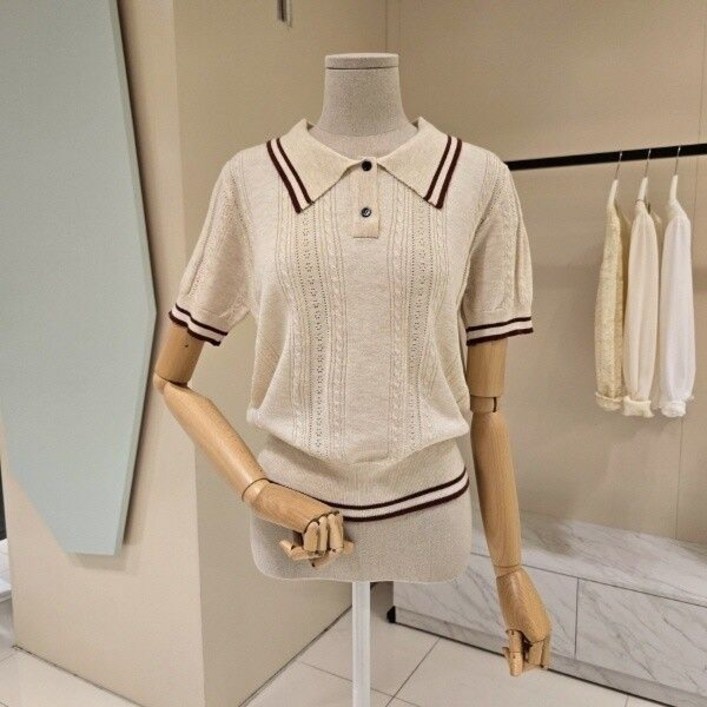 데스틸라인배색 펀칭 카라 니트D2523SW1312 757281