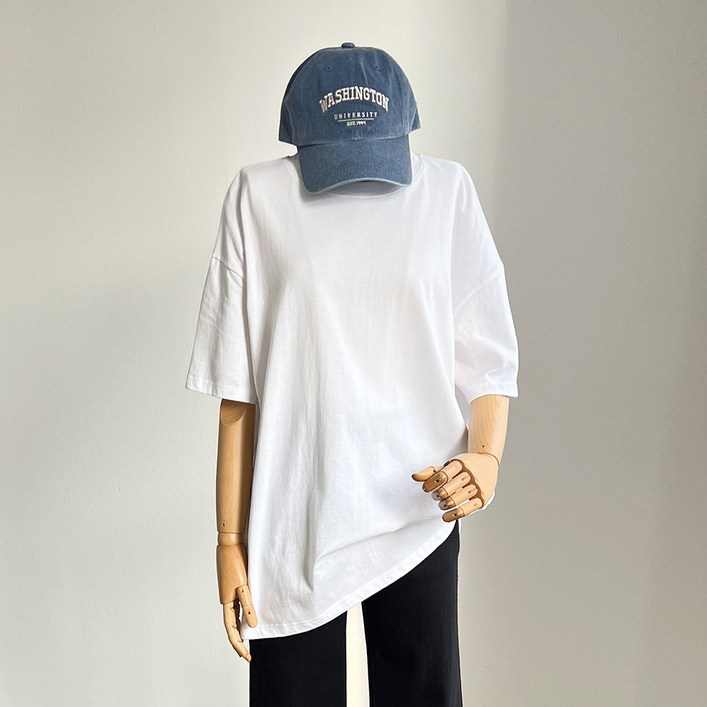 [마랑블루] 박스 레이어드 면 반팔 티셔츠