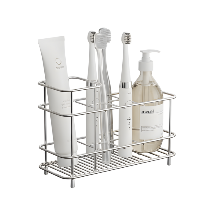 킵틸 스테인리스 전동칫솔 거치대 세면대 칫솔 치약 올인원 수납 정리대