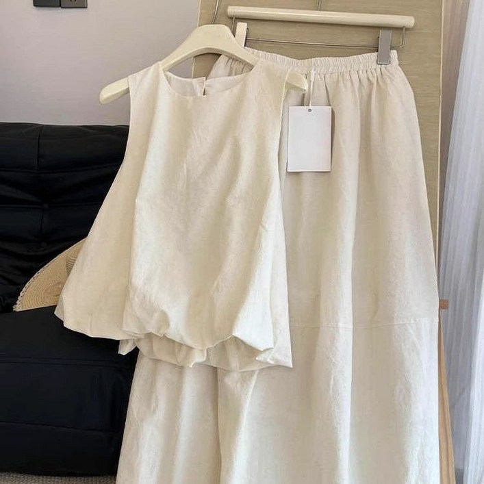 여성 여름 린넨 투피스세트  민소매 상의 통바지  편한 루즈핏 데일리룩