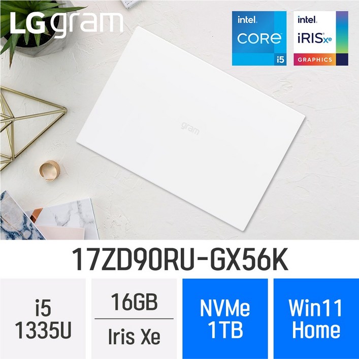 LG전자 2023 그램17 13세대 17ZD90RU-GX56K - 최신형 업무용 노트북 [특별 사은품 증정], 17ZD90RU-GX56K, WIN11 Home, 16GB, 1TB, 코어i5, W