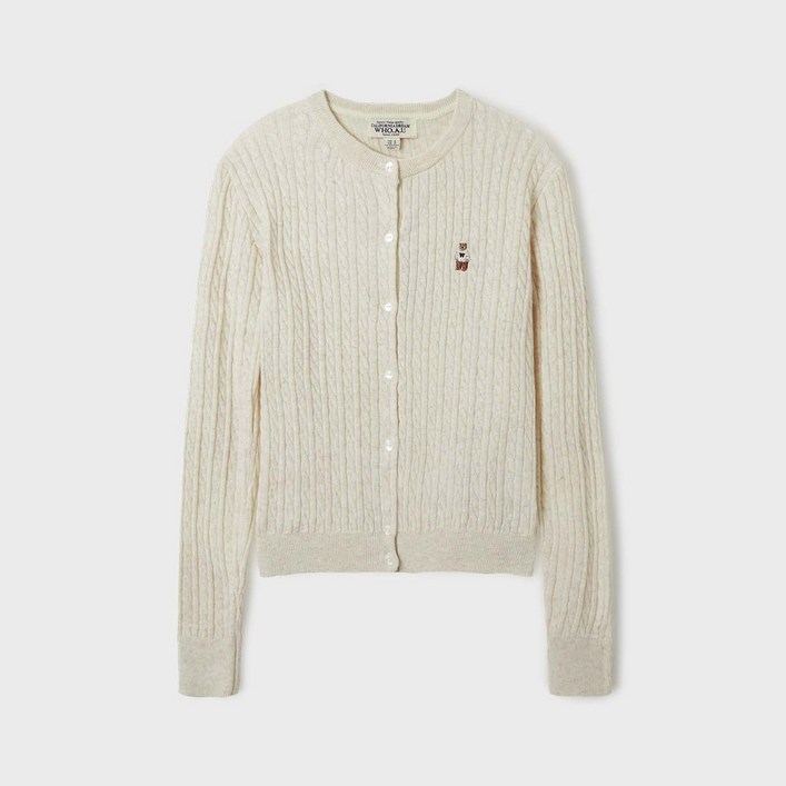 후아유 여성 스티브 하이 게이지 울 케이블 가디건 꽈배기 가디건  WHCKF2225F