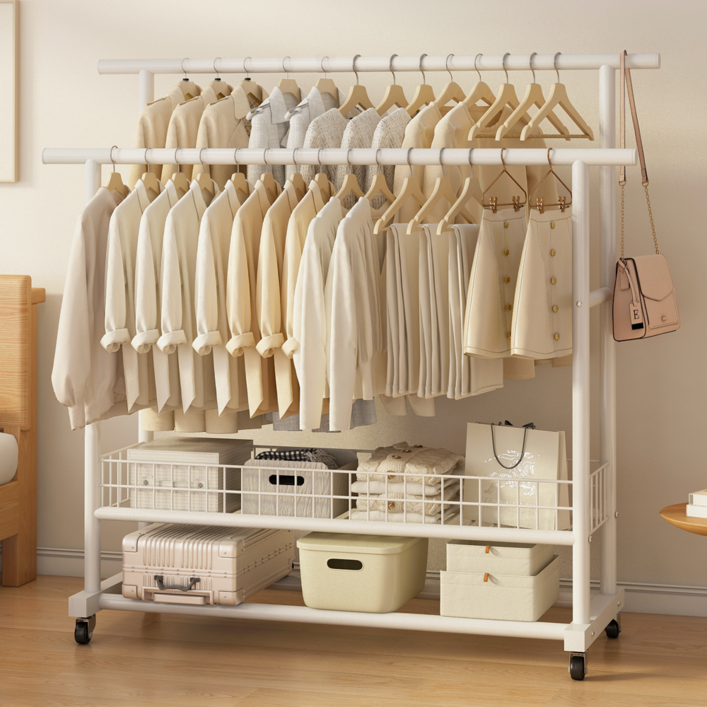 모파인 2단 이동식행거 업그레이드 대용량 수납공간 하단 수납 튼튼한 이동식행거